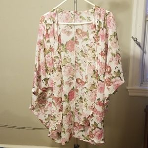 Floral sheer kimono